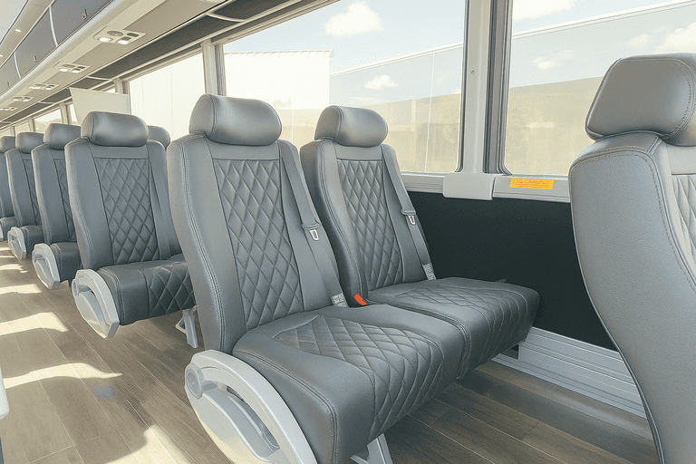 interior of Winston Salem Coach Bus Service charter bus