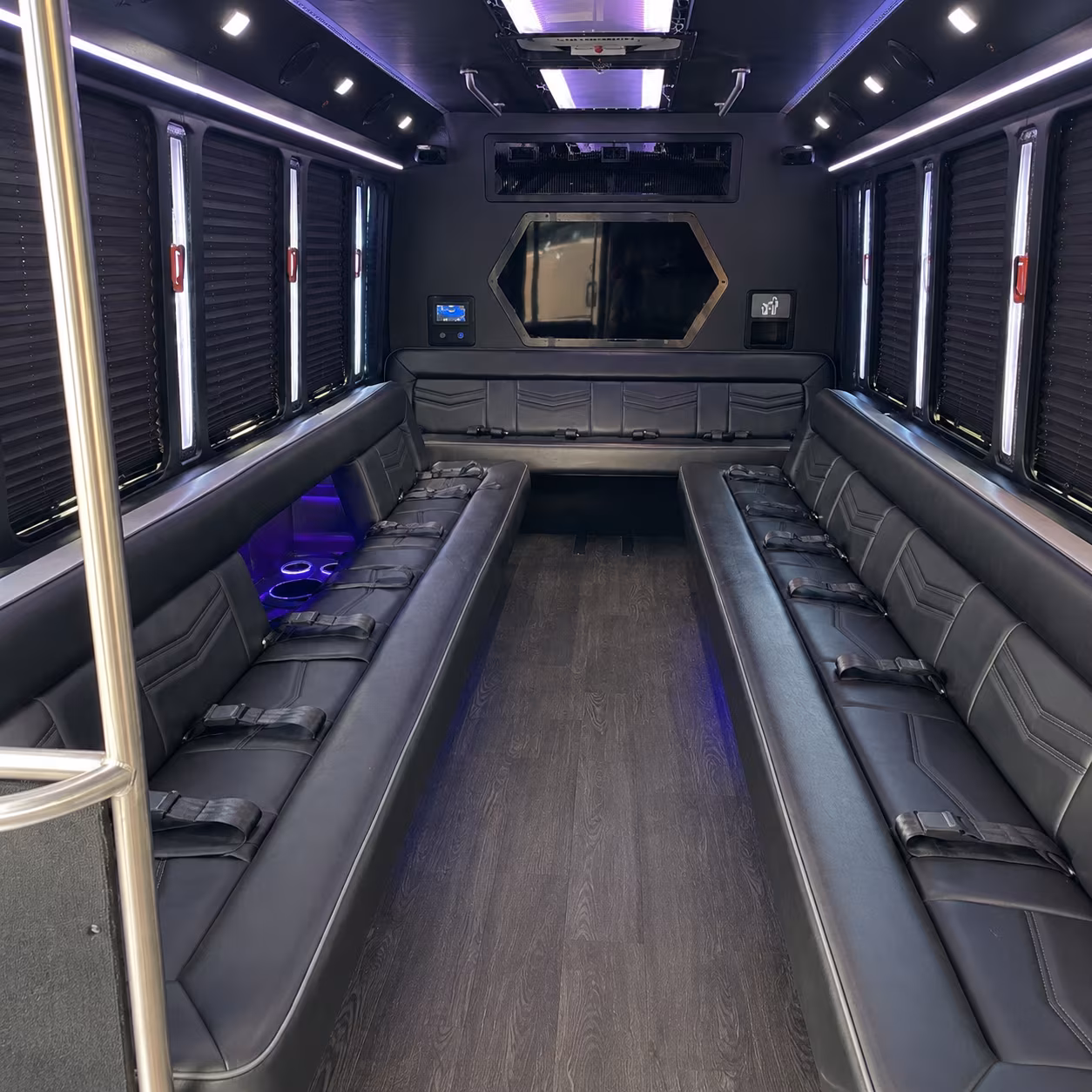 winston salem 18 passenger party bus interior
